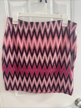 Pink Chevron Knit Pencil Skirt